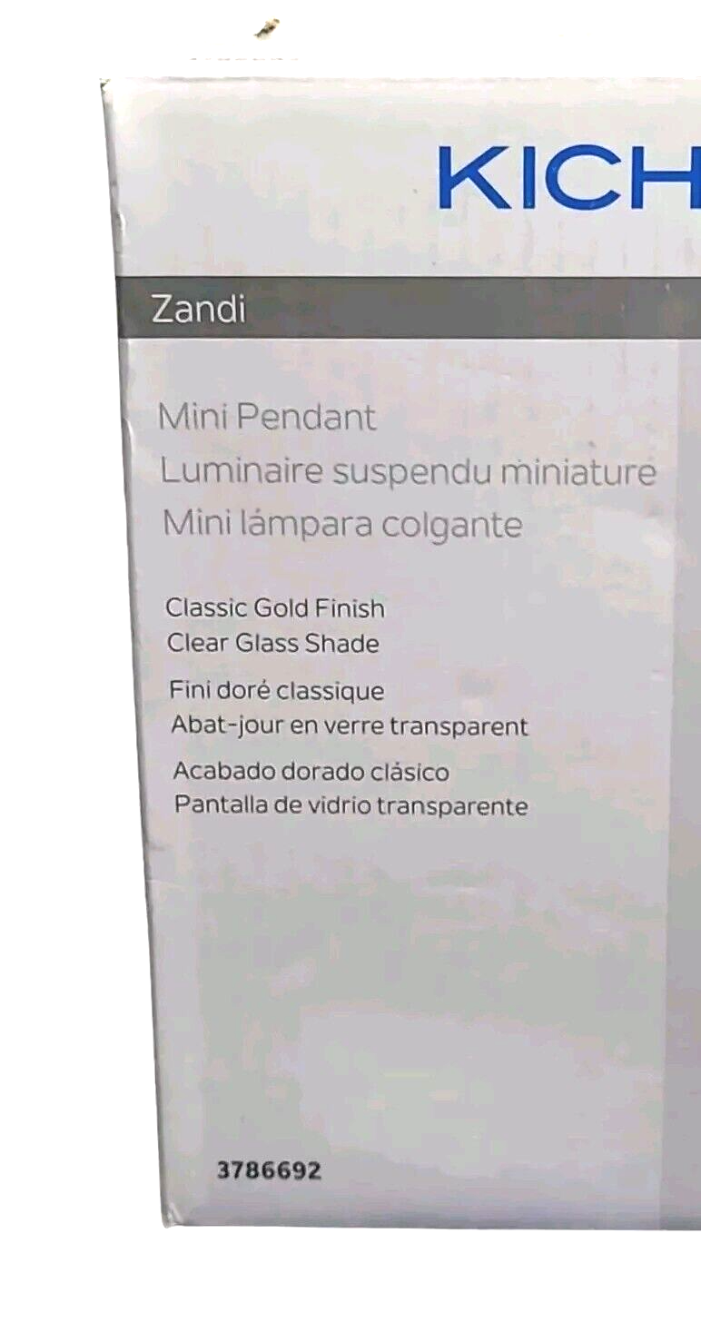 Kichler Zandi Classic Gold Modern Clear Glass Cylinder Mini Pendant Light