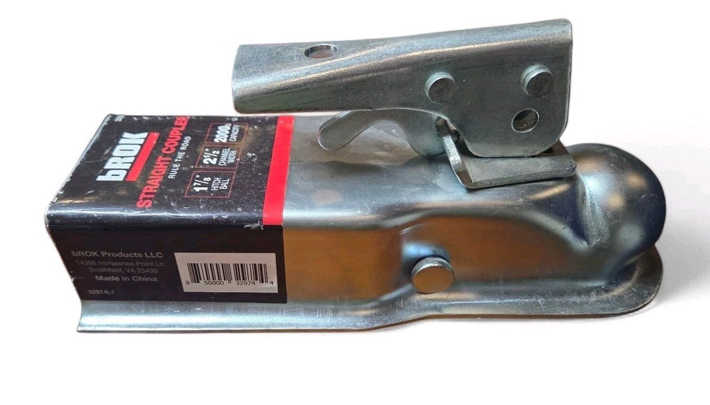 Brok 32974 1-7/8" X 2 1/2" Trailer Coupler 2000 lb, BALL 1-7/8", CHANNEL 2-7/8"
