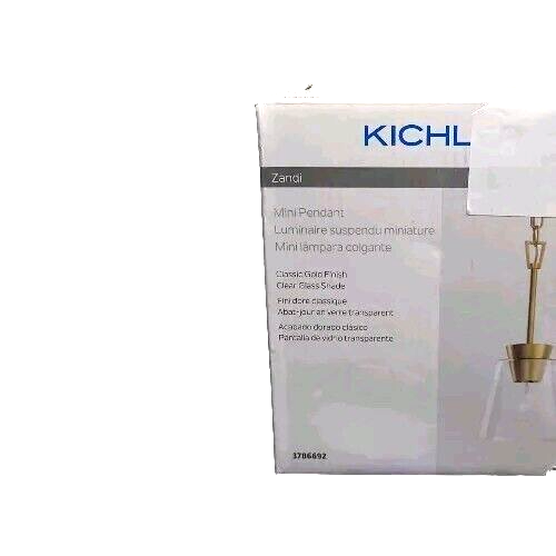 Kichler Zandi Classic Gold Modern Clear Glass Cylinder Mini Pendant Light