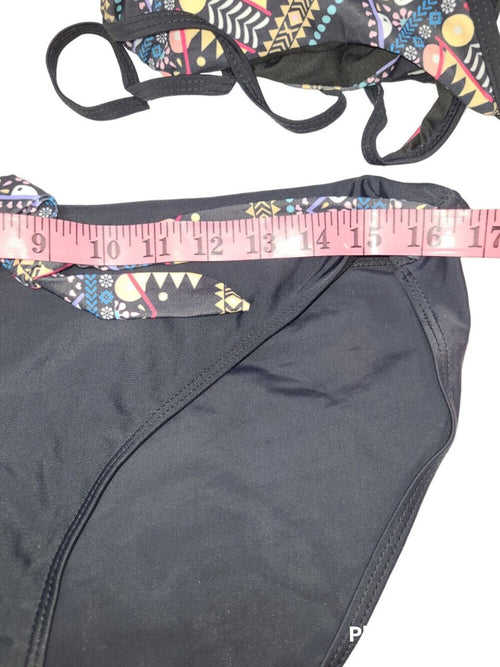 2-piece Swimsuit Black with Aztec Print size 11