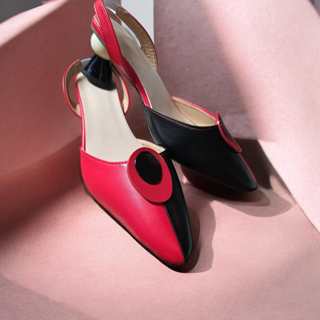 NEW!   Red and Black Pointed Toe Women’s High Heels Slip On Size 8.5