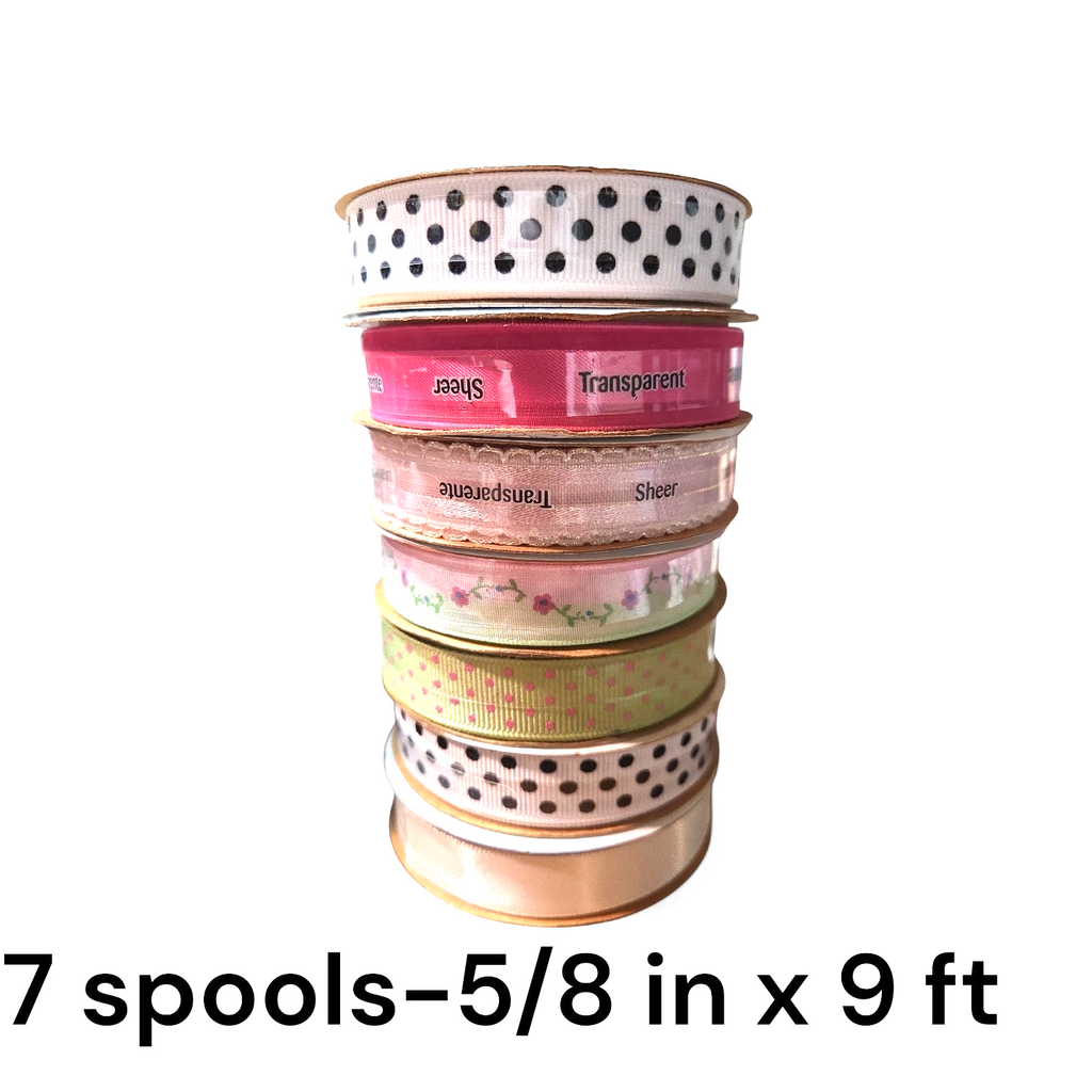 A Crafter's Treasure!  A Lot of Ribbons, Fabric, And Buttons 32 pcs