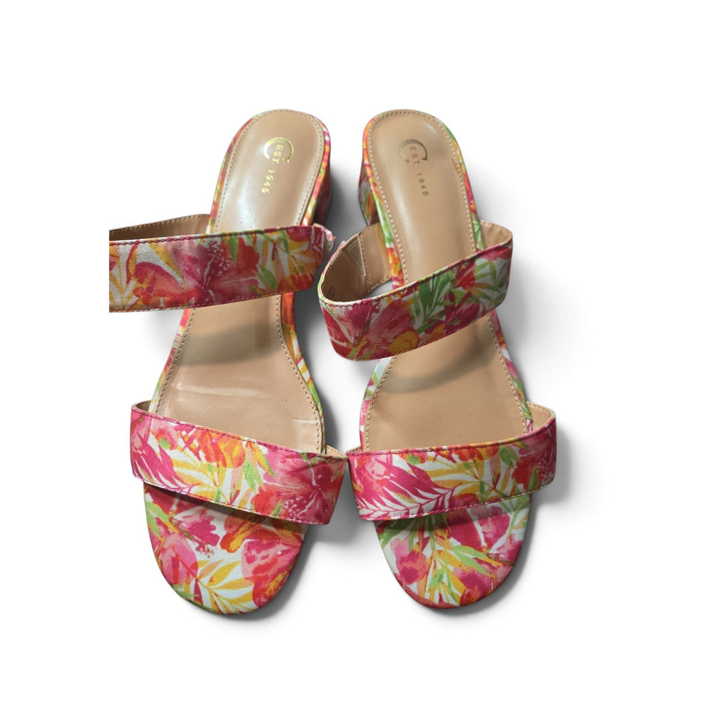 Cato's Women's Bright Floral Pattern Low Block Heels Size 9