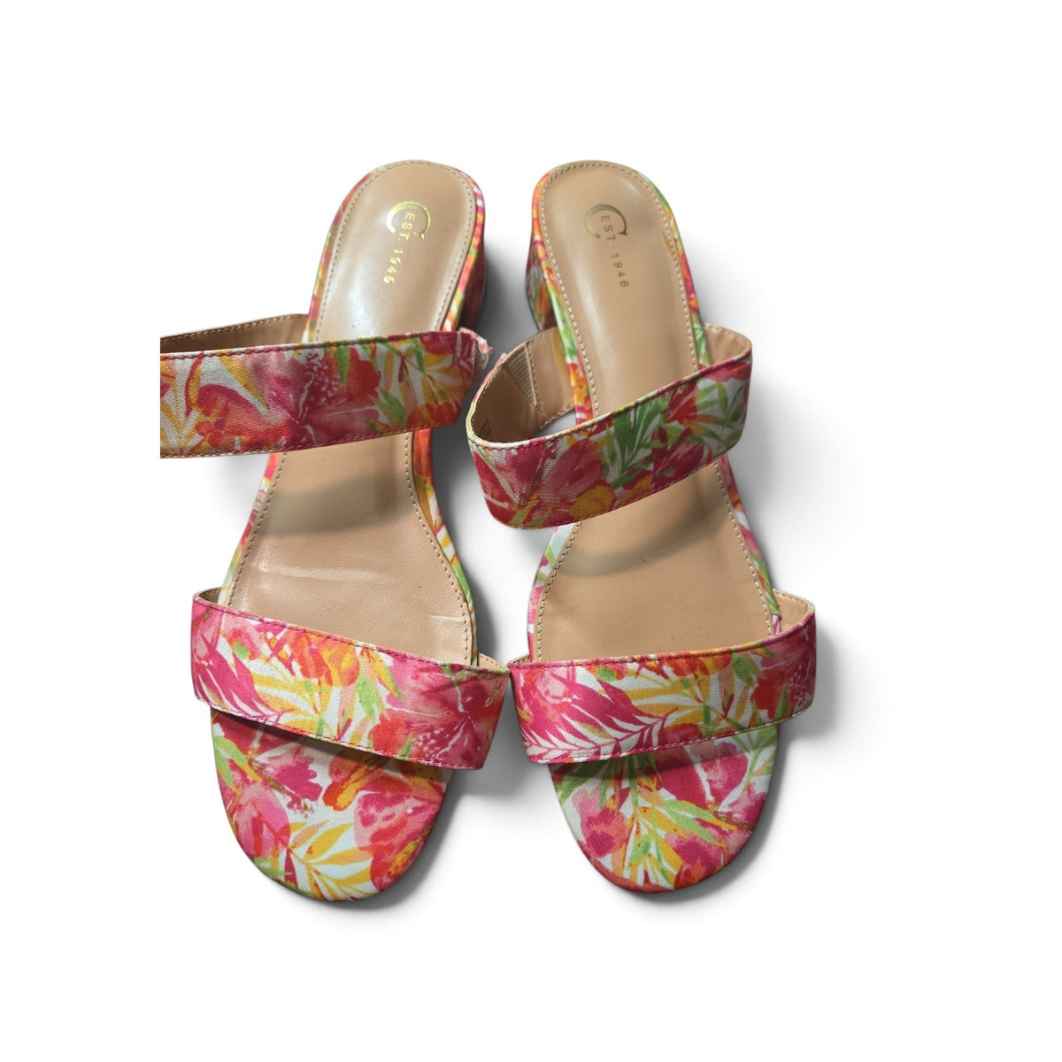 Cato's Women's Bright Floral Pattern Low Block Heels Size 9
