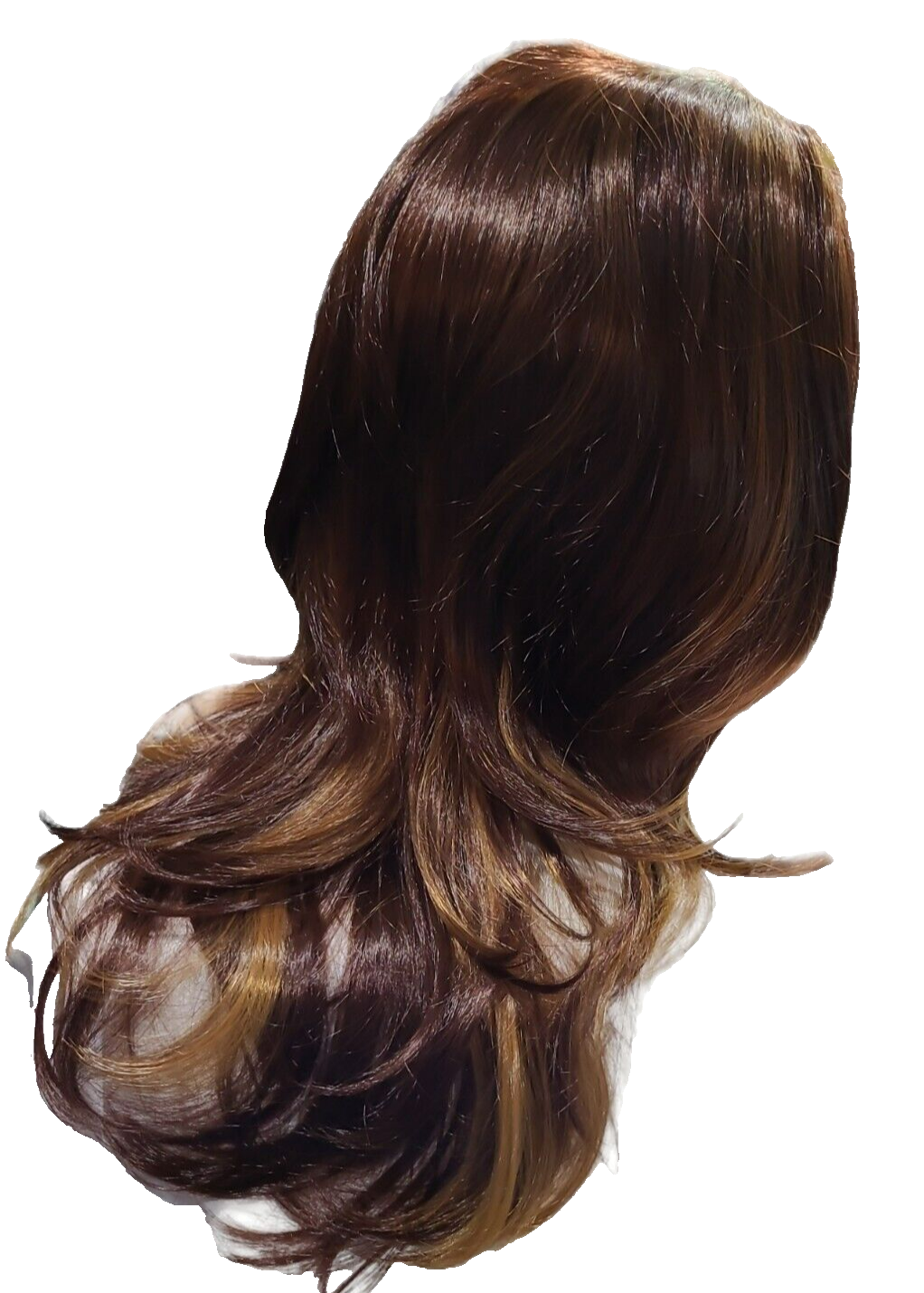 Long Wave Wigs Women Brown Mixed Color Heat Resistant Hair Synthetic Wig 16in