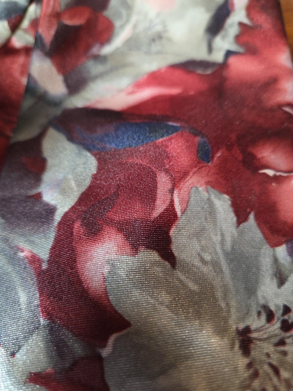 Essex Row Burgundy Floral Silk Necktie 57" Italian Fabric Made in USA Neck Tie