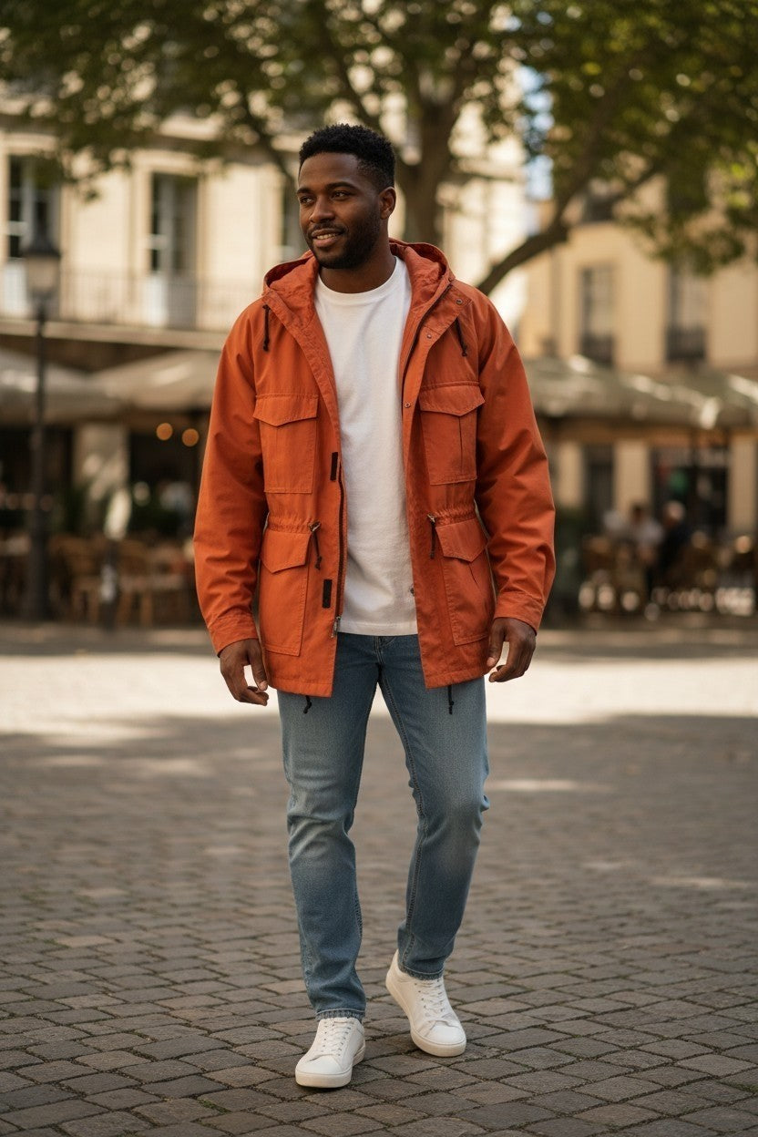 Men's Burnt Orange Anorak Jacket. Size Medium