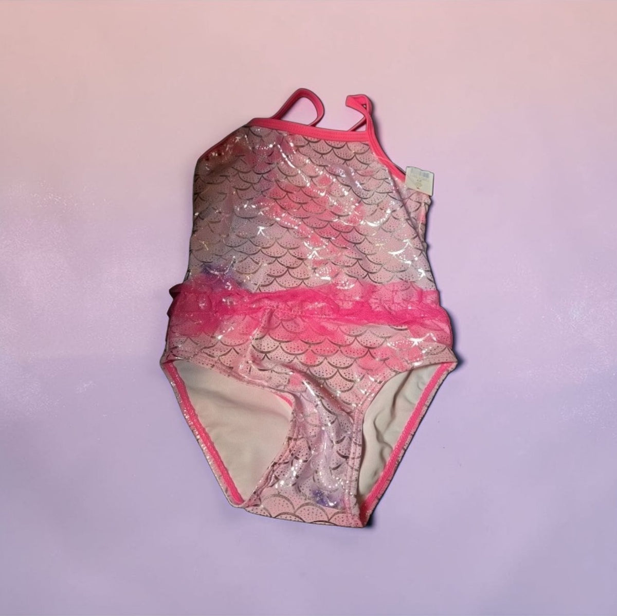 Real Love Toddlers Girls  2T  Mermaid Pinks and Silver One Piece Bathing Suit