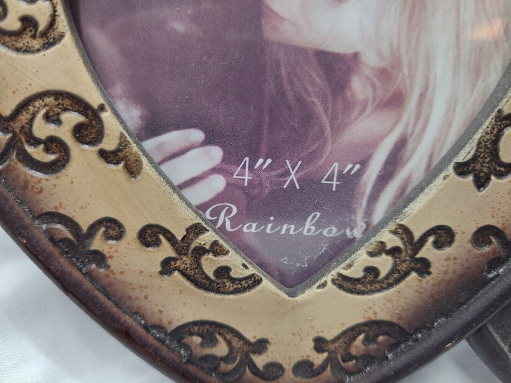 Heart Shaped Standing Ceramic Resin Picture Frame 4x4by Rainbow
