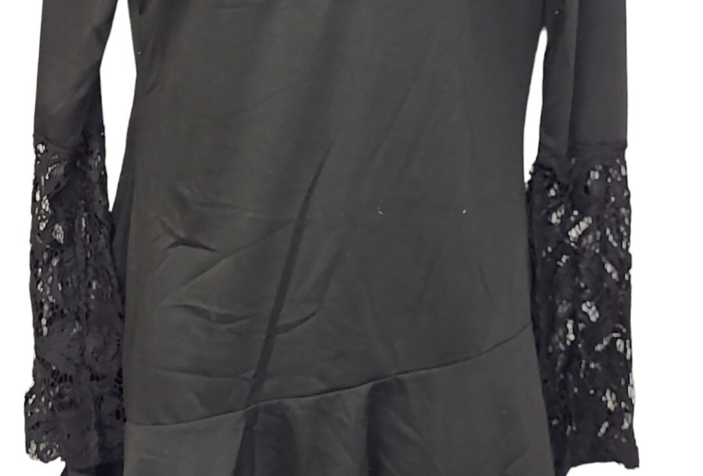 Ladies Pretty  Design Pull Over Dress Top Black Size Large