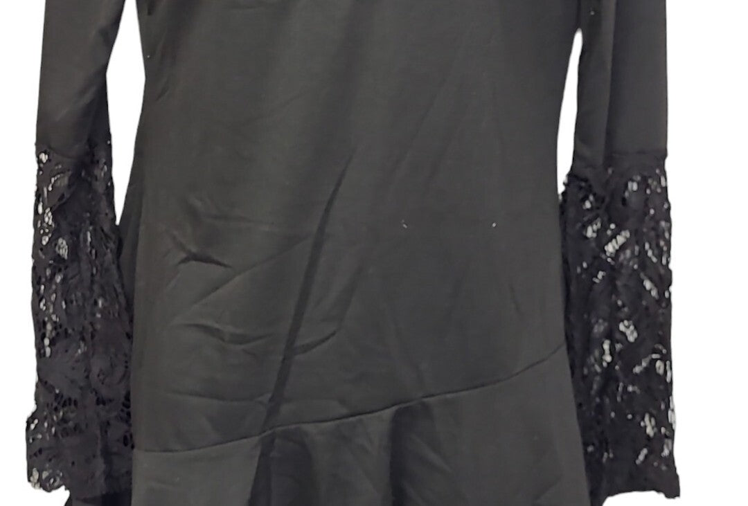 Ladies Pretty  Design Pull Over Dress Top Black Size Large