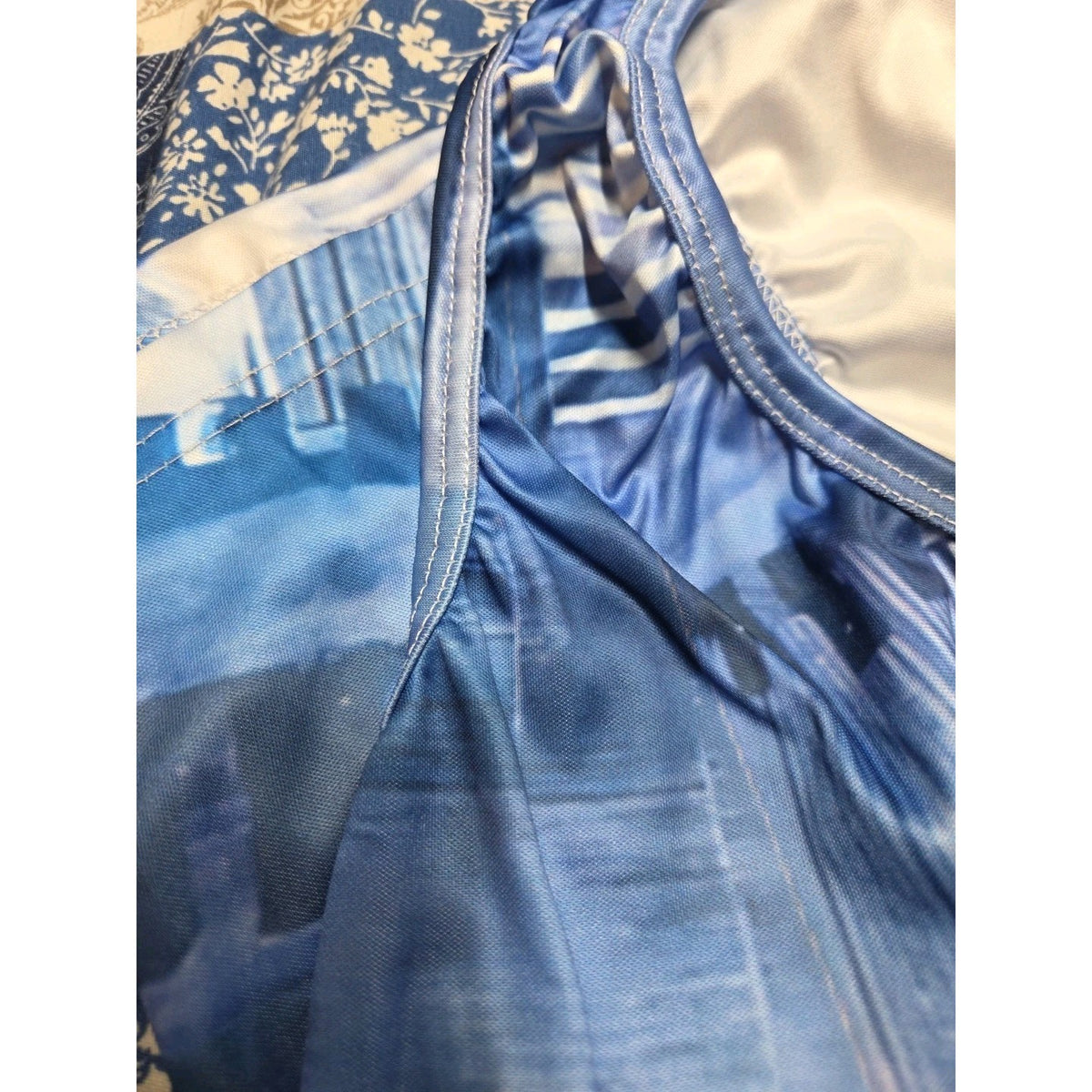 Color Block Dress Womens Small Blue White Casual Shift Sleeveless scoop neck 4XL