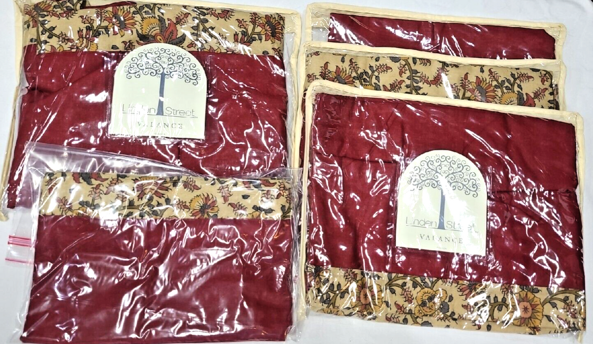 Lot of 3 -1 pc  Valance Window Treatment  Red Multi  Valance by Linden Street.