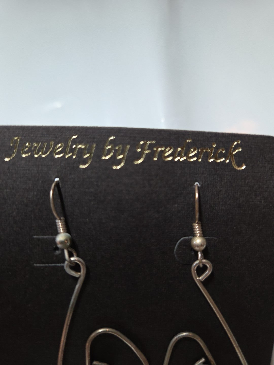Silver with Blue synthetic Gem dangle pierced Earrings Jewelry by Frederick