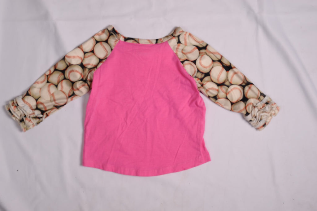 Sunshine & Rodeos Pink with glitter R baseball T shirt