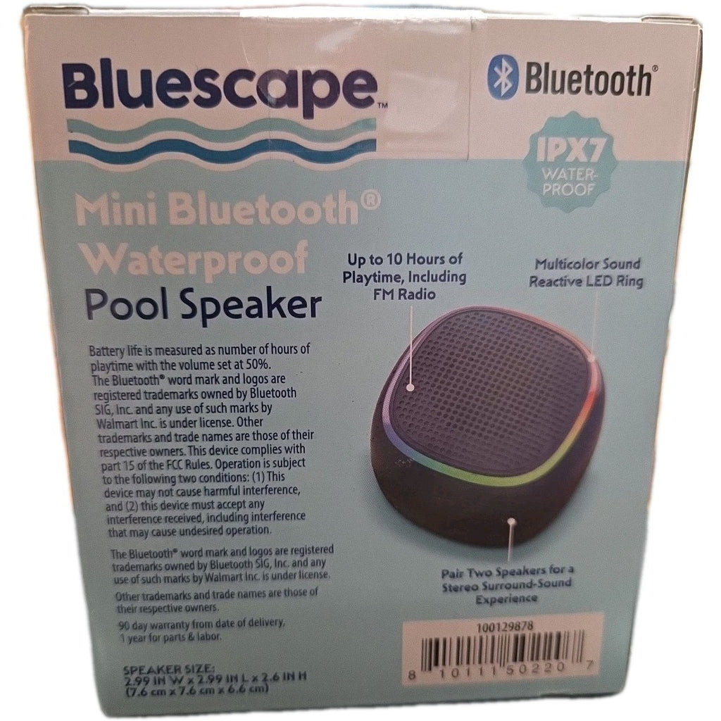 Bluescape Mini Portable Waterproof Bluetooth Pool Speaker IPX7 LED Lights X2