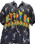 Malibu Dreams Shirt Mens M Black S/S Hawaiian Button Up  Aloha Cocktails