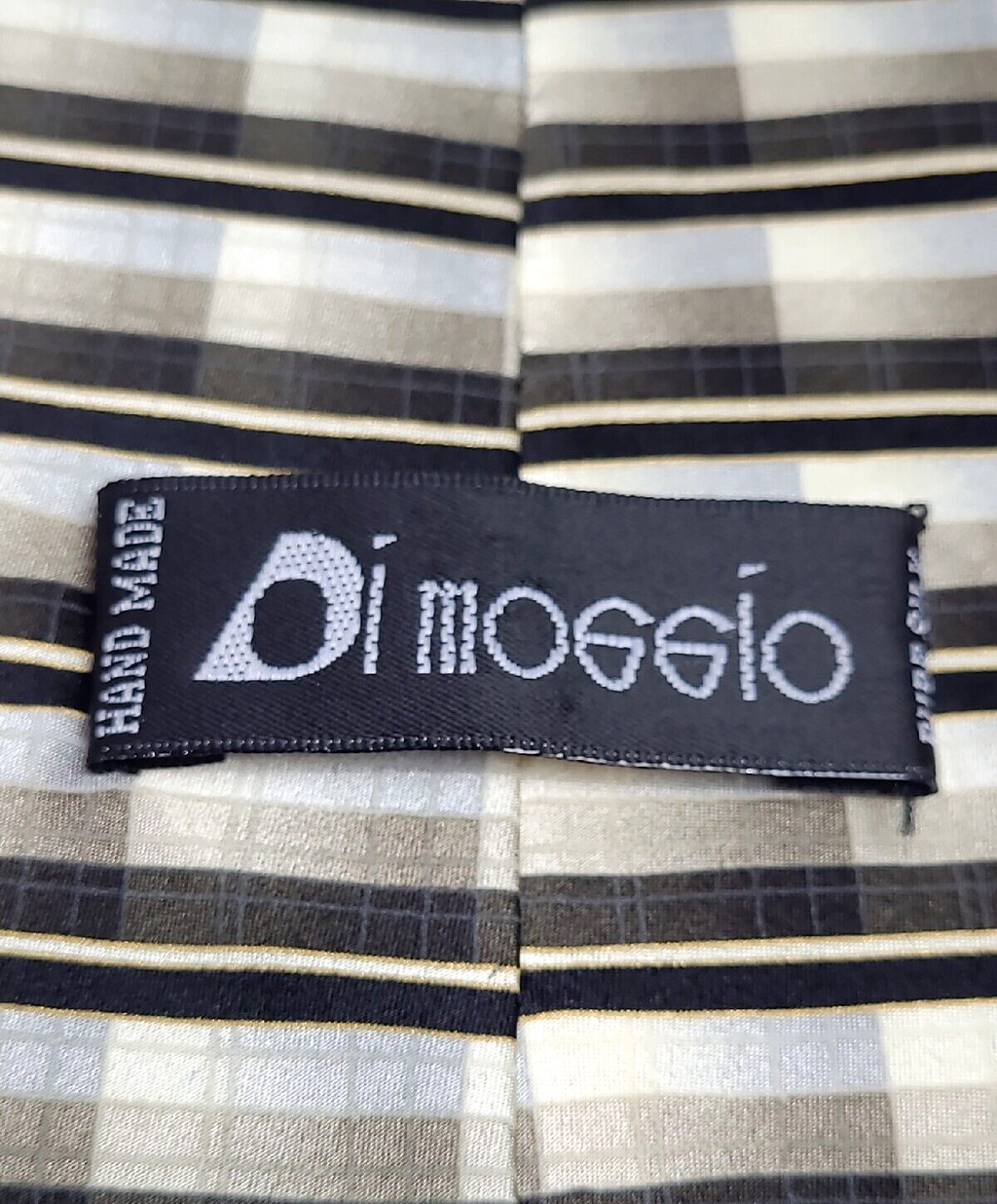 Di Maggio  Men's 100% silk  Handmade Brown Yellow Antique white Neck Tie