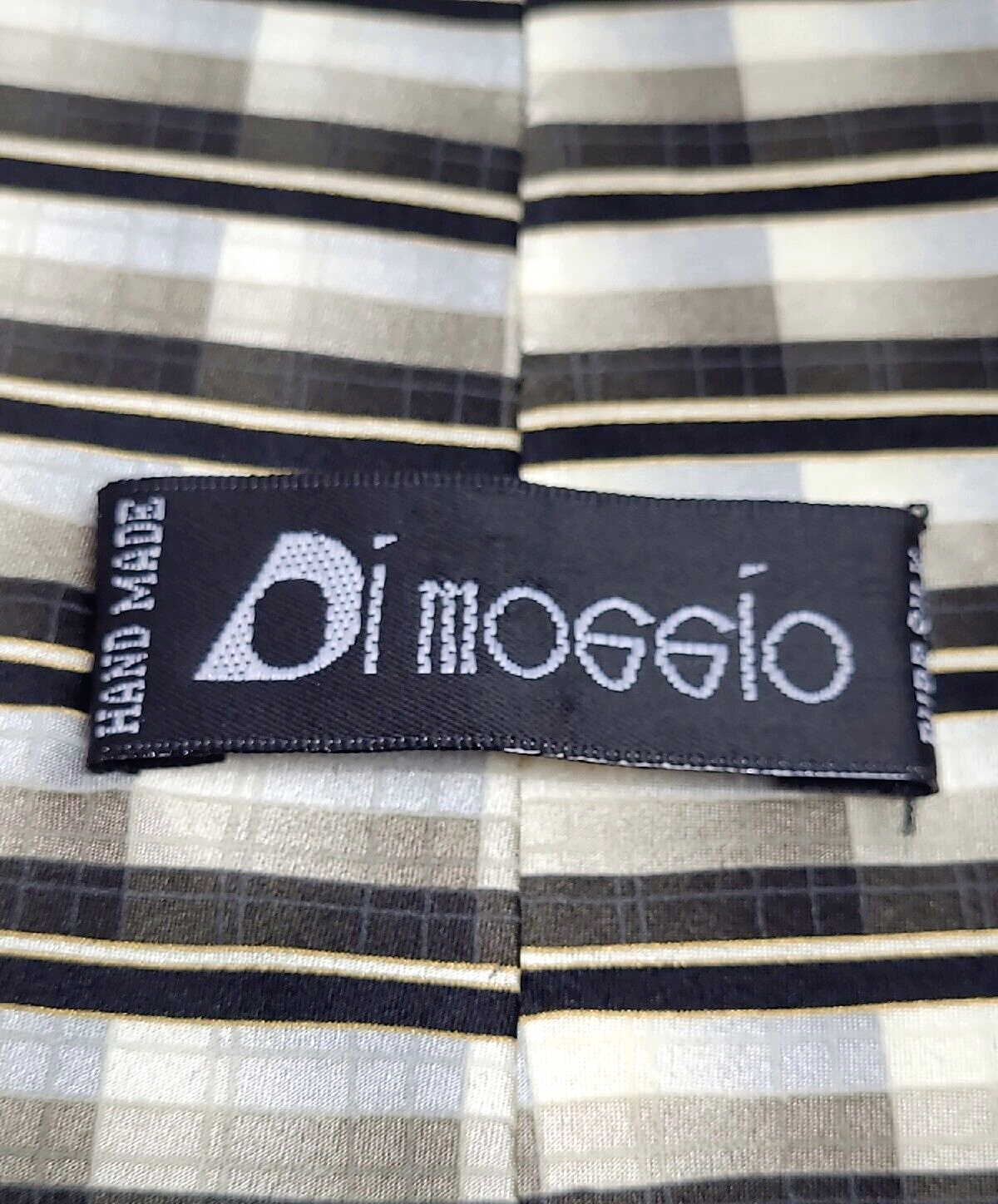 Di Maggio  Men's 100% silk  Handmade Brown Yellow Antique white Neck Tie