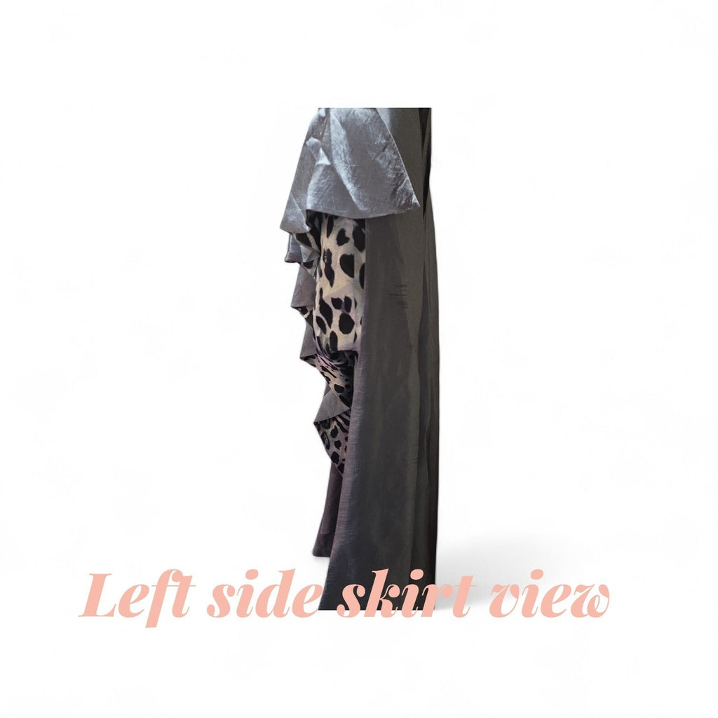 Embellishend Satin Animal Print Short/long Dress Size Small