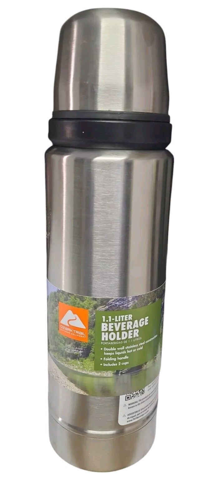 Ozark Trail 1.1L  Stainless Steel Beverage Holder Hot Or Cold 2 Cups Fold Handle