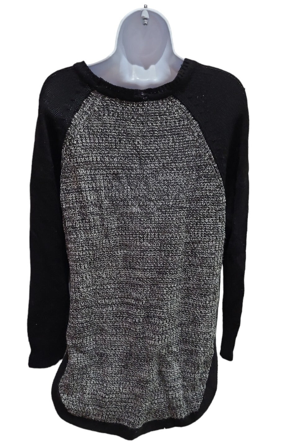 Jason Maxwell Charcoal  white & black loose knit Long sleeve Sweater Size L