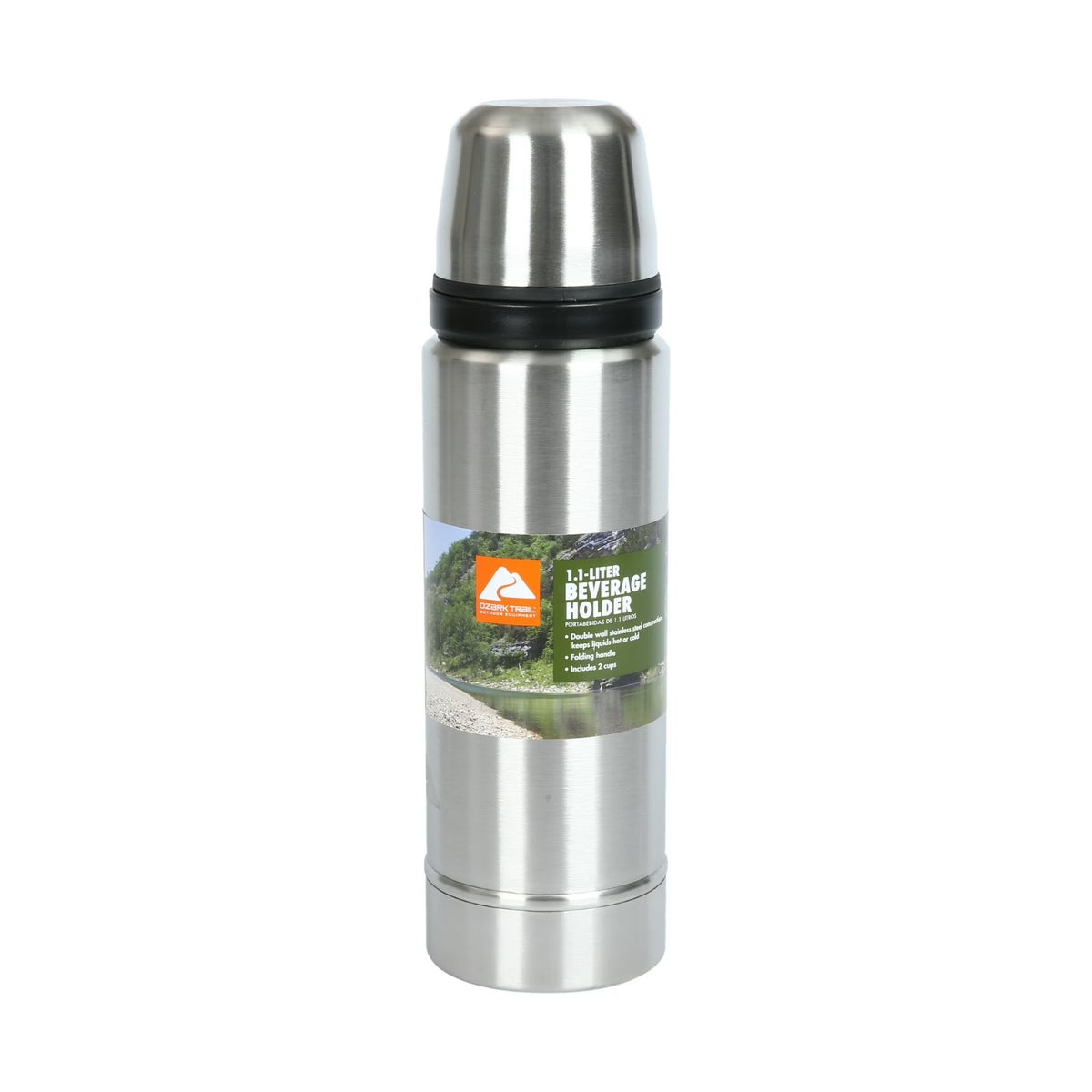 Ozark Trail 1.1L  Stainless Steel Beverage Holder Hot Or Cold 2 Cups Fold Handle