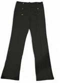 Ladies Casual Black Slacks with Front button Decor Size L