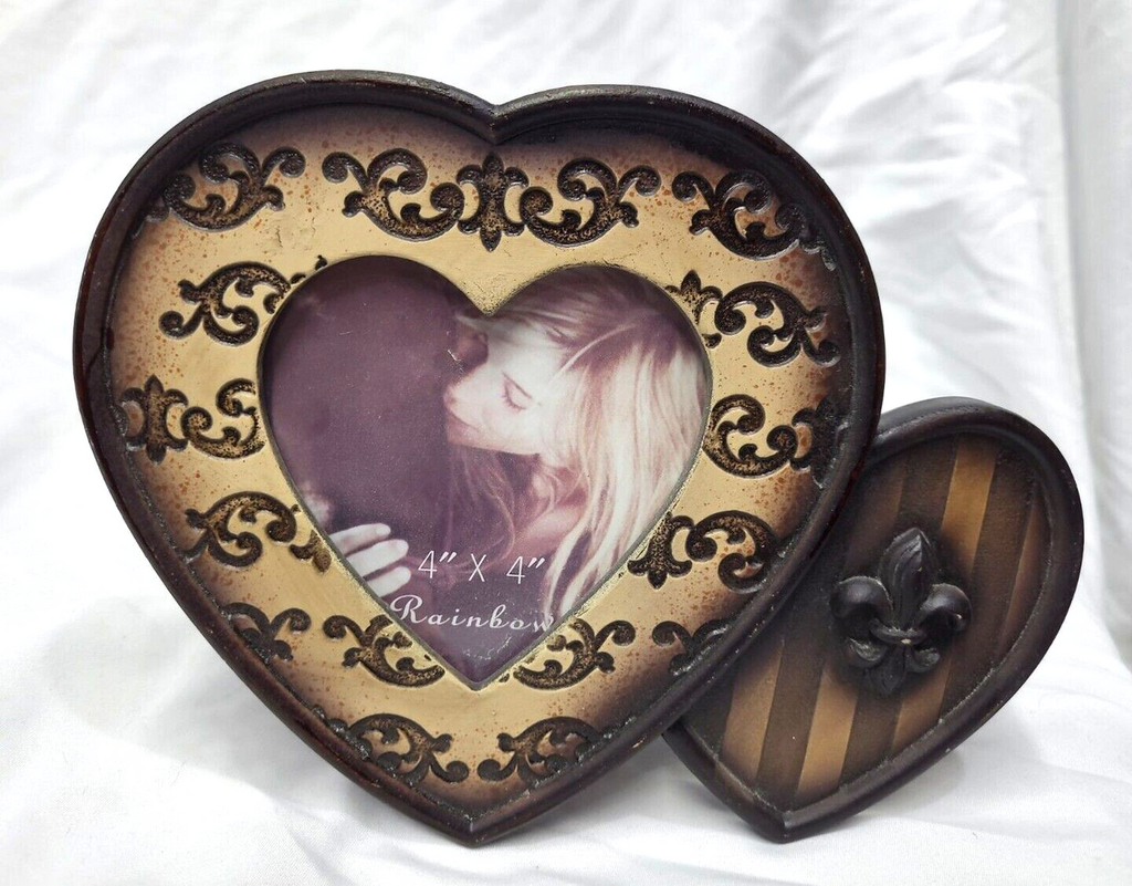 Heart Shaped Standing Ceramic Resin Picture Frame 4x4by Rainbow