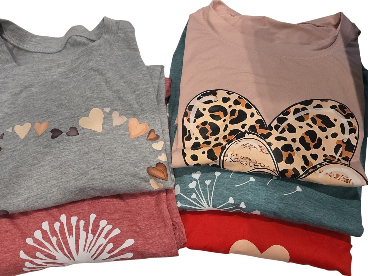 Lot of 5 Short Sleeve  Graphic Tops for Women.