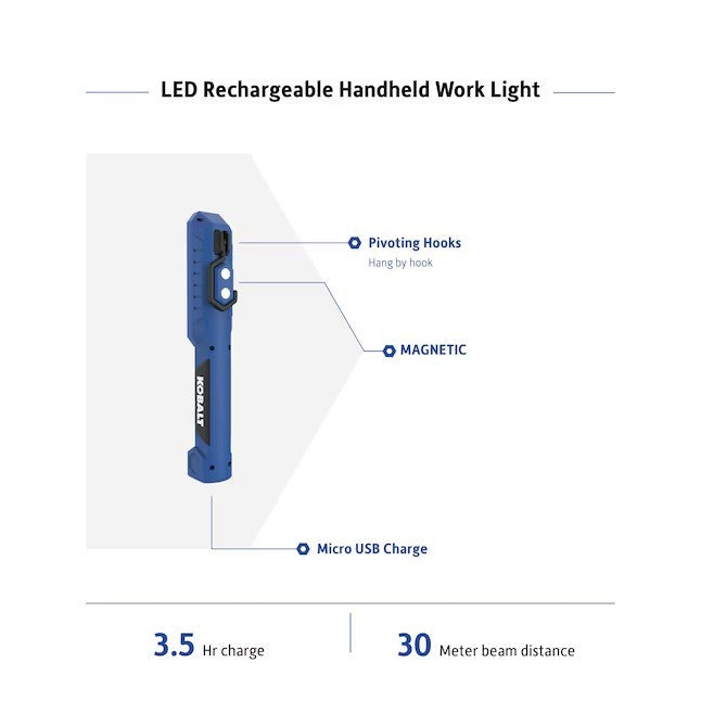 NEW Kobalt 3.6-volt 625 Lumens LED Battery-operated Rechargeable Handheld Light