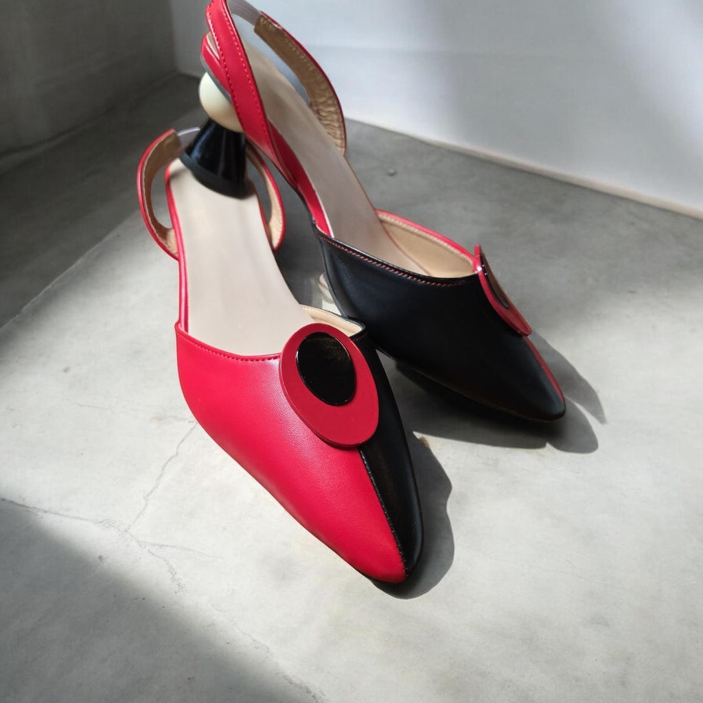 NEW!   Red and Black Pointed Toe Women’s High Heels Slip On Size 8.5