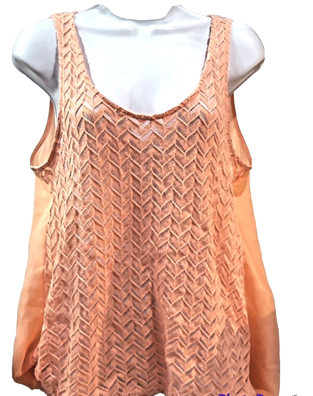Daytrip Buckle Womens Top Sleeveless Peach Orange Sheer Polyester Large