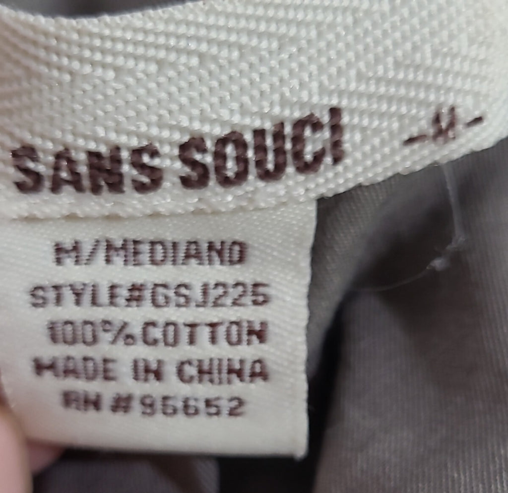 Sans Souci Jacket Utility Womens   LT Brown Pockets Full Zip Snap Hooded Size M