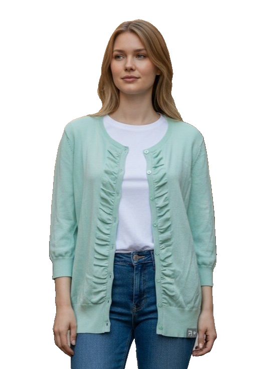 ROZ & ALI  Mint Green Button up Sweater  Top size L