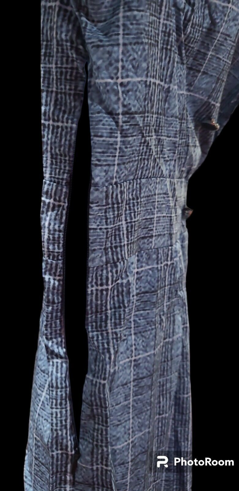 Casual/Flared Ruffled Navy Blue & Black Pinstripe  Dress Size Large.🌟