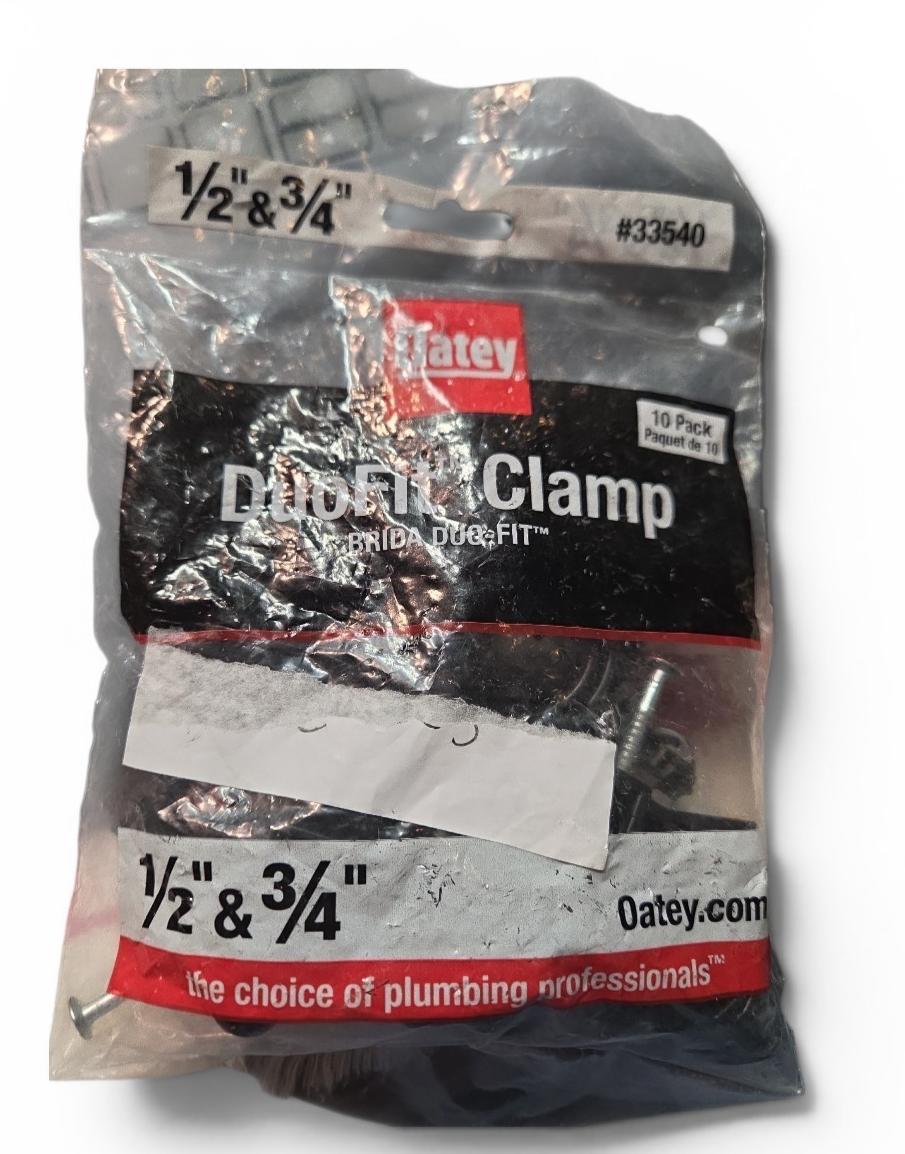 Oatey #33540  1/2" & 3/4"  DuoFit Clamp Brida Duo-Fit 10 Pack