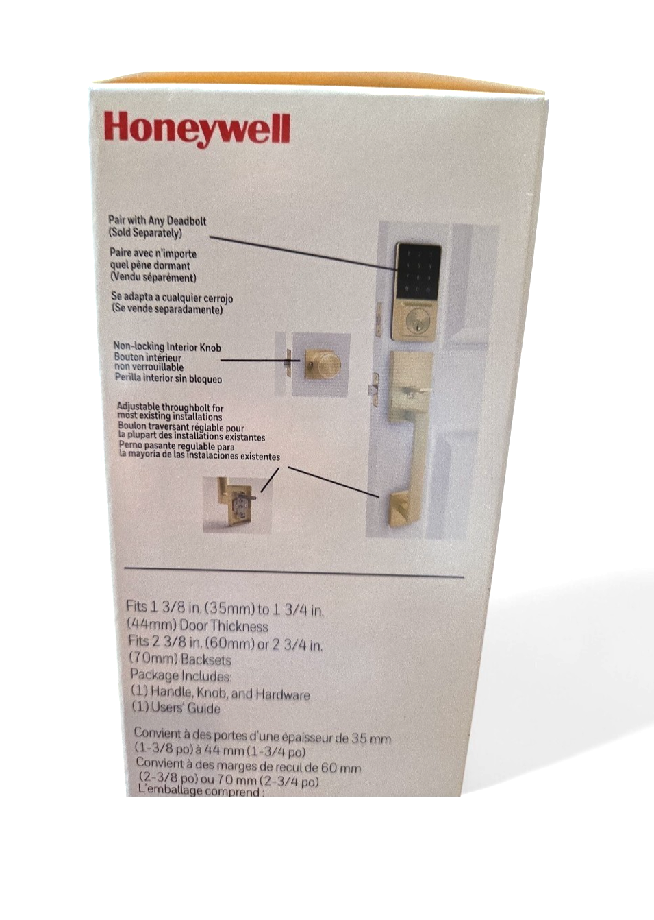 Honeywell satin gold Interior or Exterior Keyed Entry Door Handle