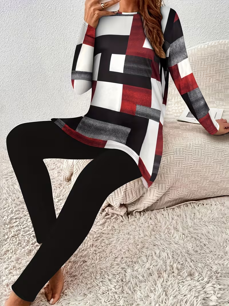Polyester Slinky Knit Tunic Top & Pants Set Size 4X