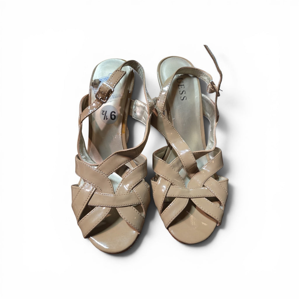 Guess Cork Wedge Heel  Nude, Beige, Women's   Buckle Strap Open Toe Shoe  9.5
