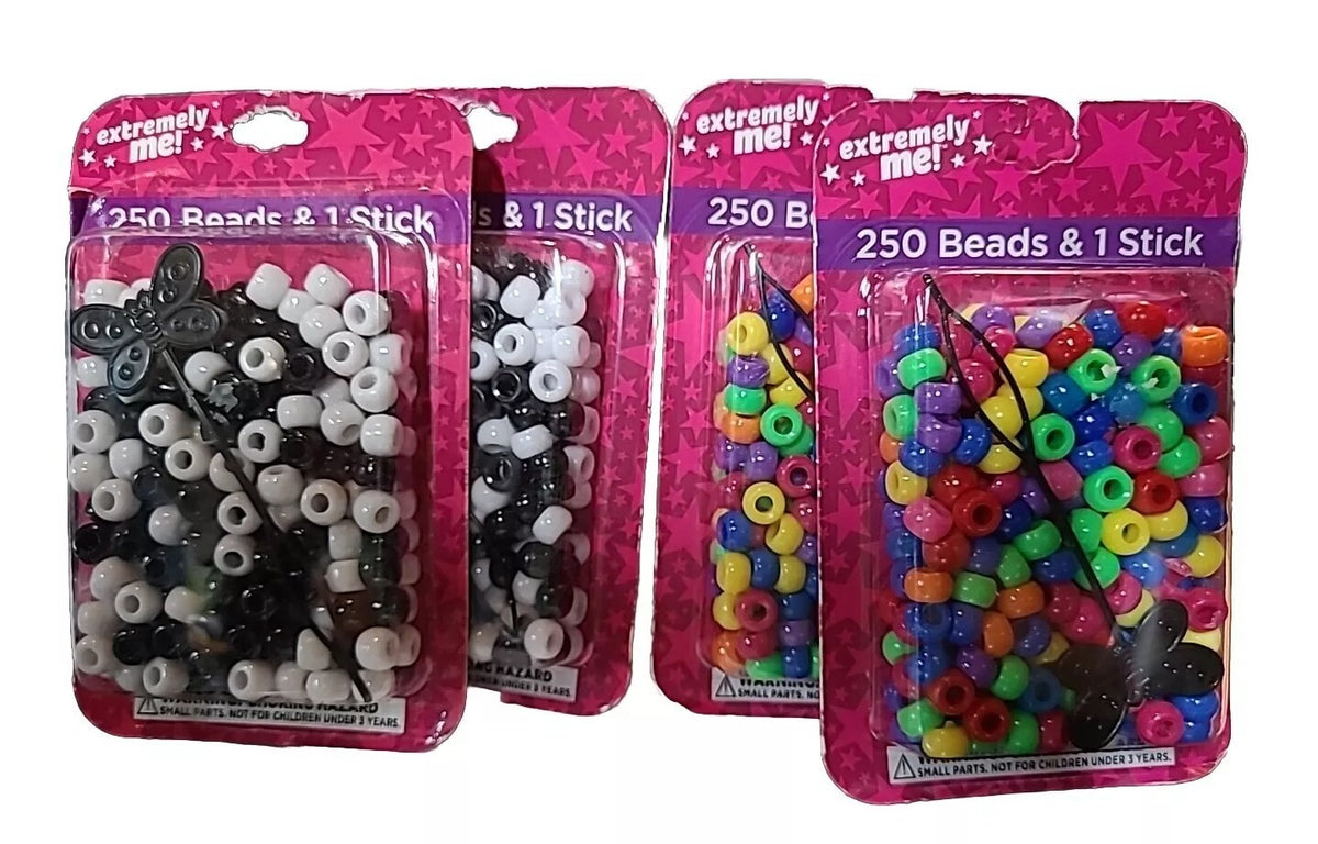 Extremely Me! Mixed Color Plastic Craft Beads 5 Packages 250 Beads Each.