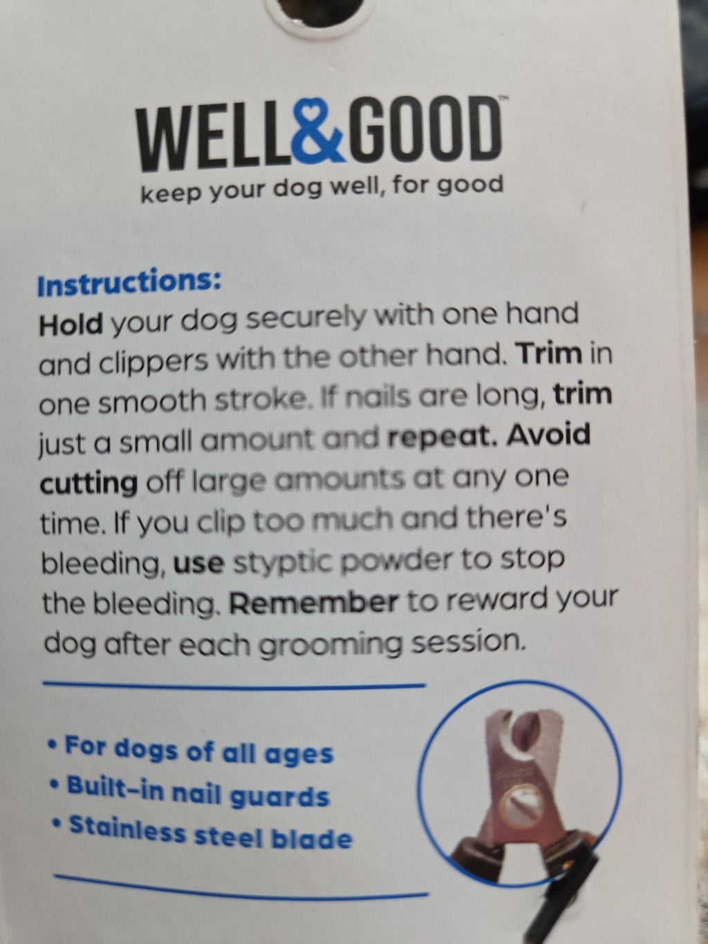 Well & Good Stainless Steel Nail Clipper with Nail Guard Large Dogs over 50 lbs
