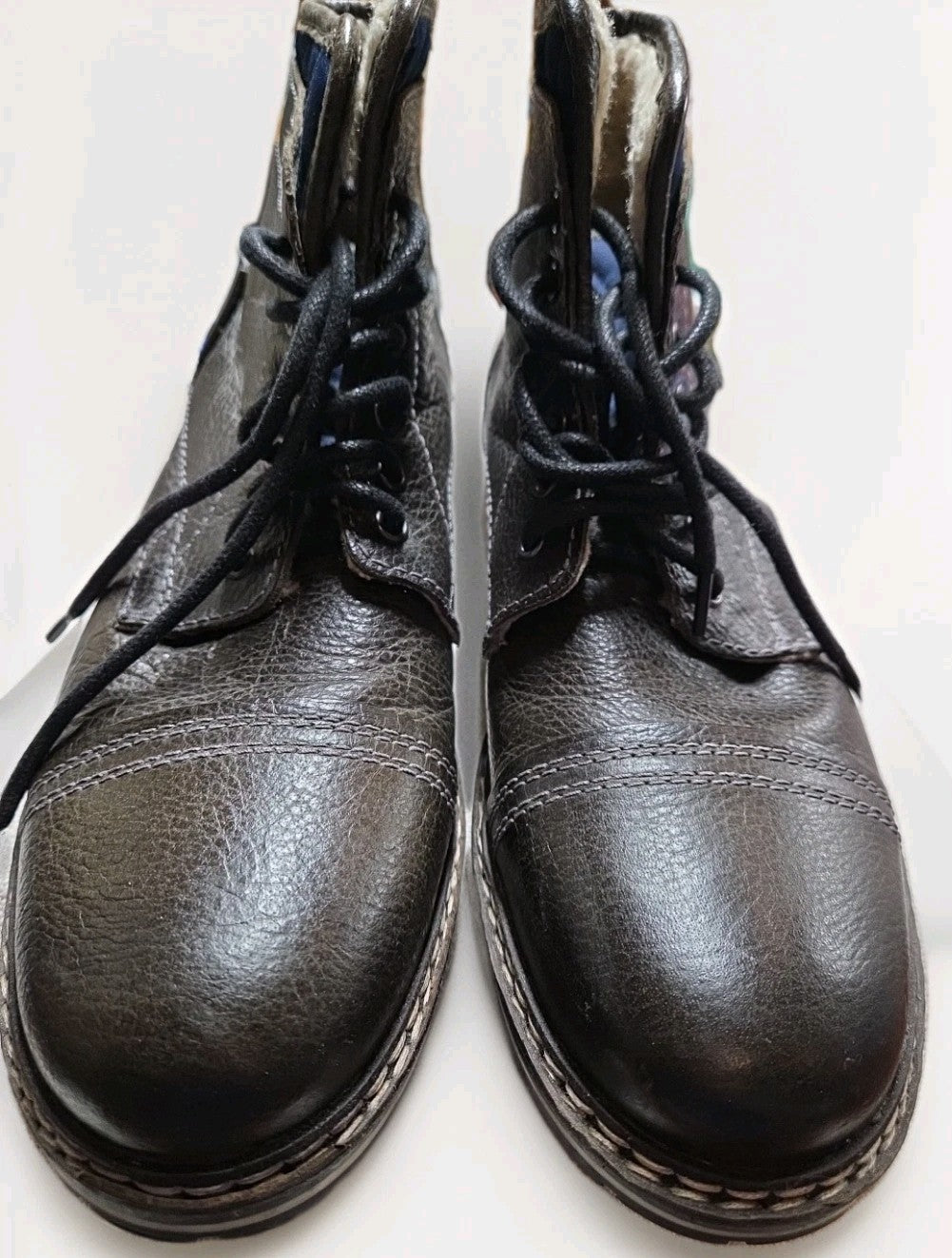 Crown Vintage Boots Men's 10.5 Fielding Quilted Cap Toe Brown Navy Casual Preppy
