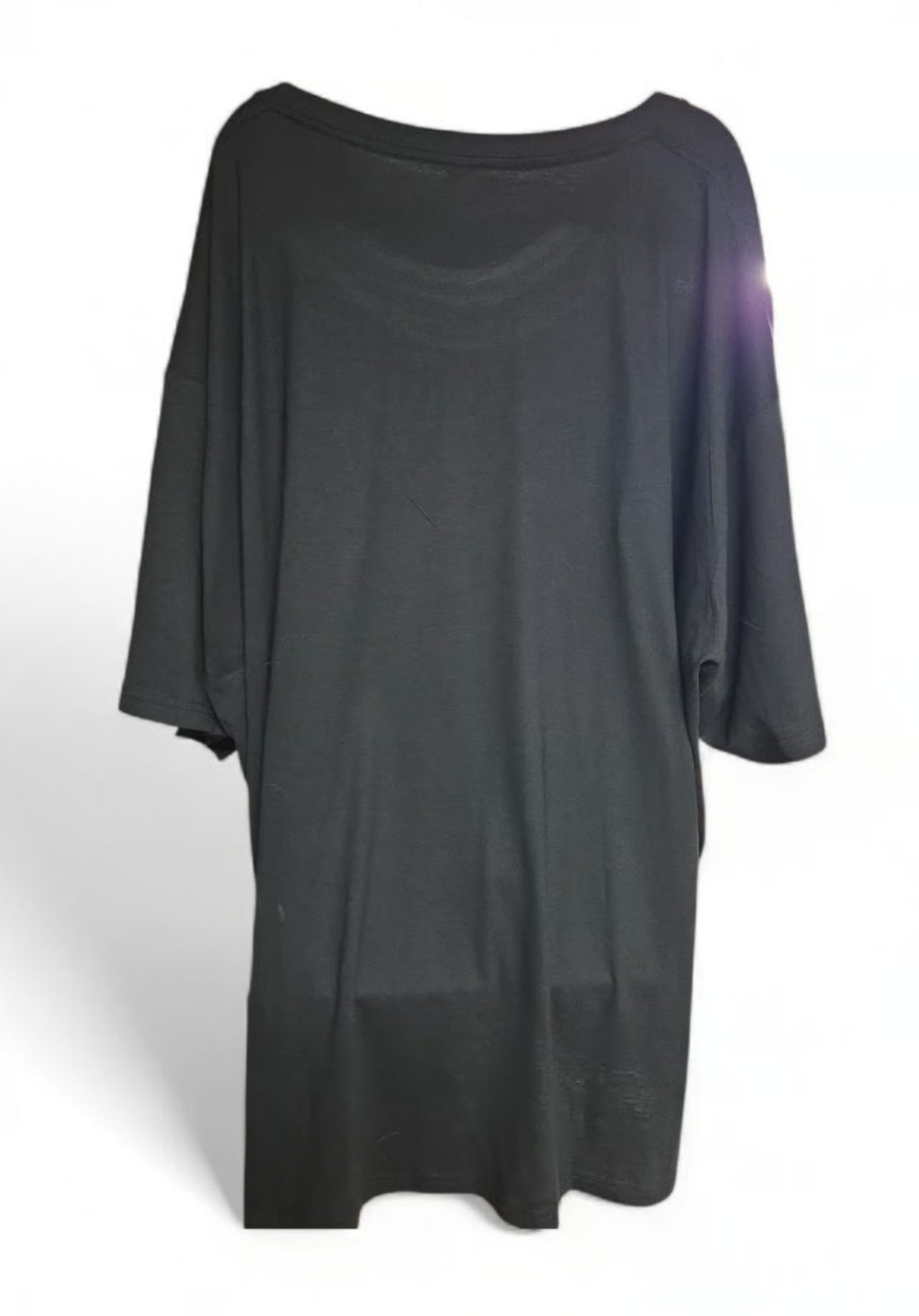 Black Cross and Roses Graphic V Neck Short Sleeve Over Sized Tee Shirt