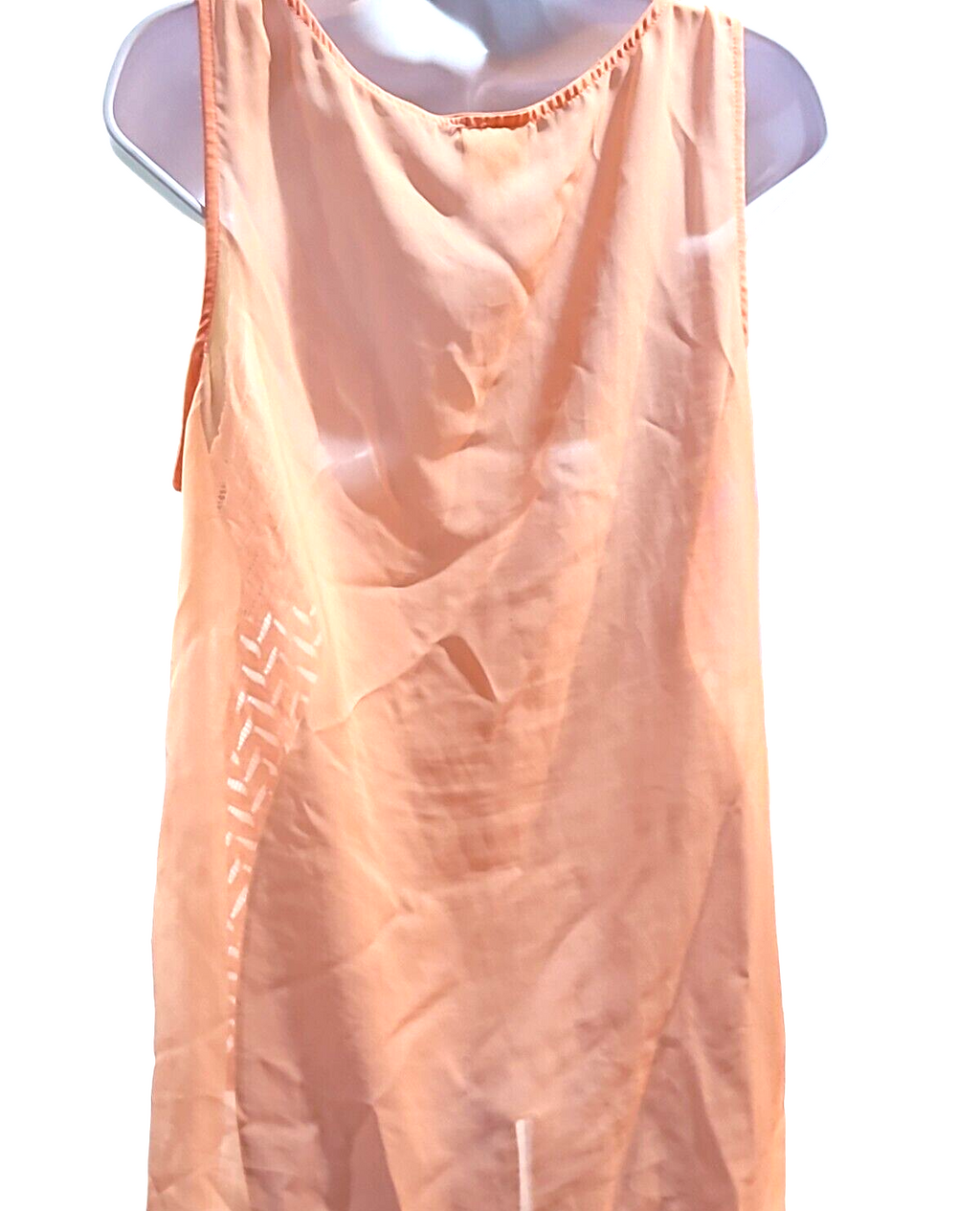 Daytrip Buckle Womens Top Sleeveless Peach Orange Sheer Polyester Large