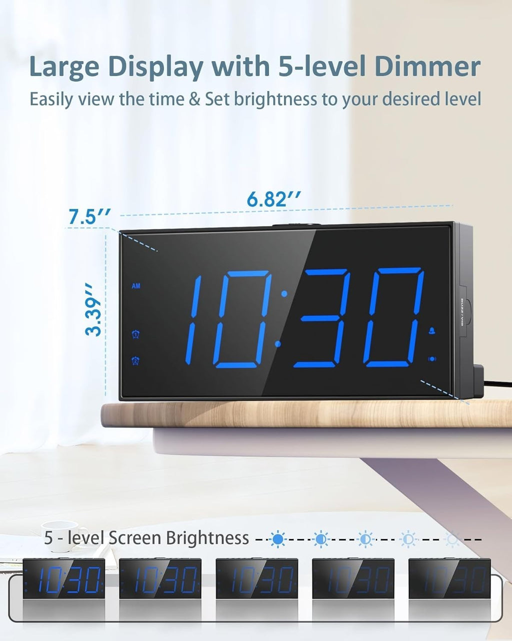 Roxicosly Loud Alarm Clock with Bed Shaker, Vibrating Alarm Clock for Heavy Slee