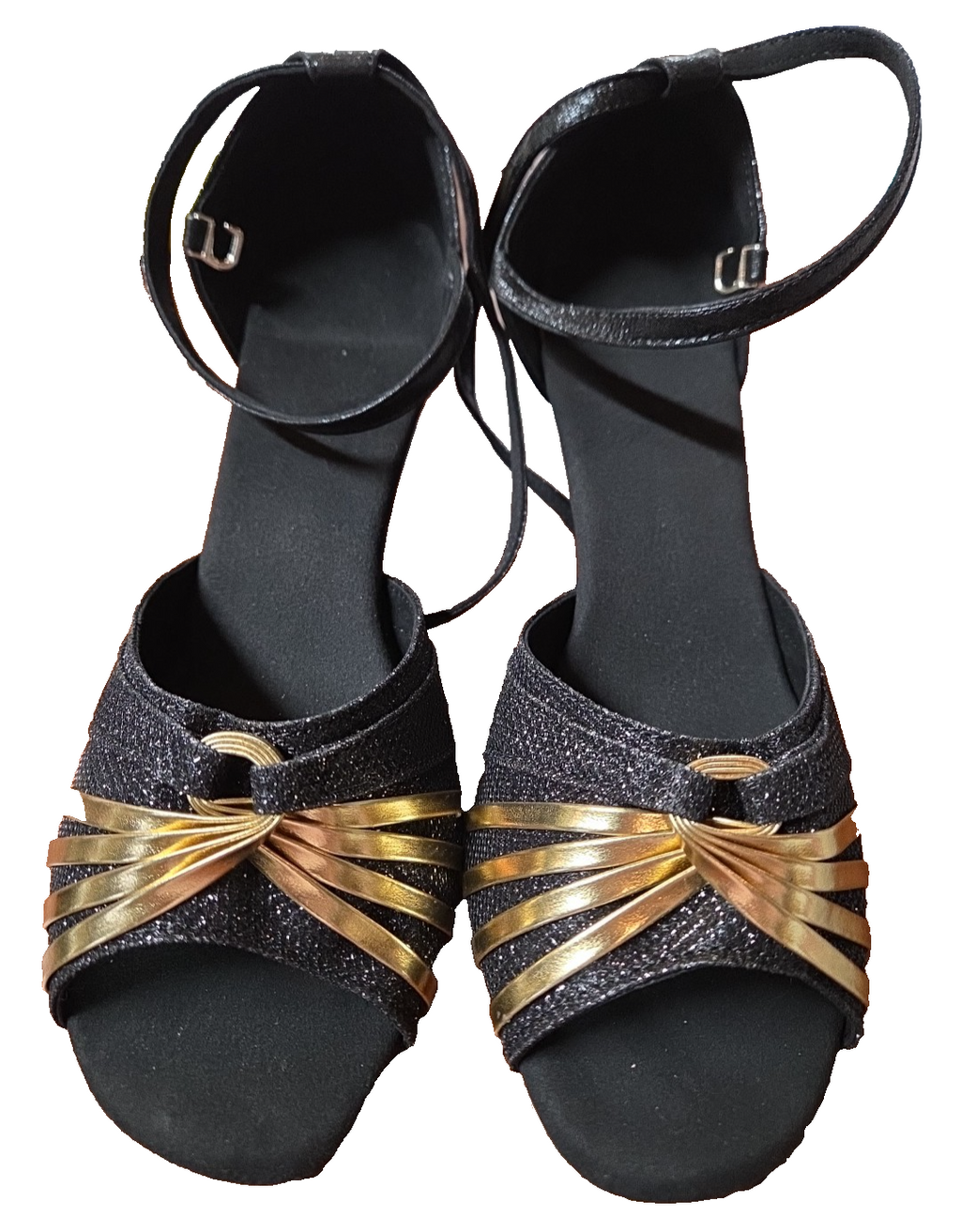 Women's Size 9 US  Dance Shoes  Ballroom Tango Salsa Black and Gold