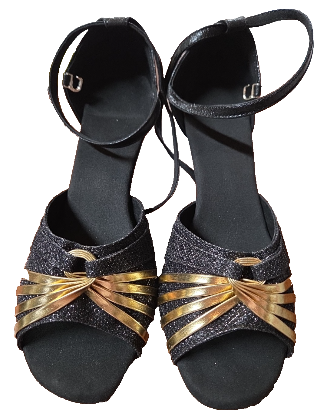 Women's Size 9 US  Dance Shoes  Ballroom Tango Salsa Black and Gold