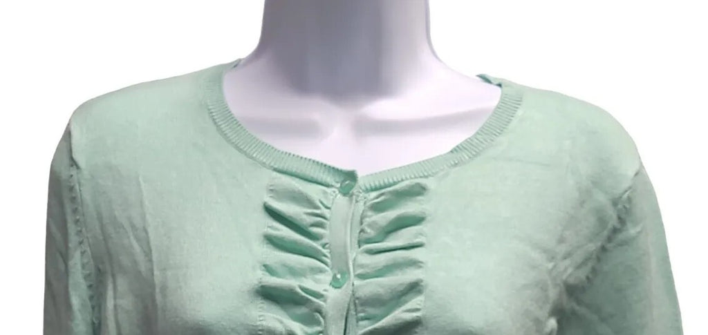 ROZ & ALI  Mint Green Button up Sweater  Top size L