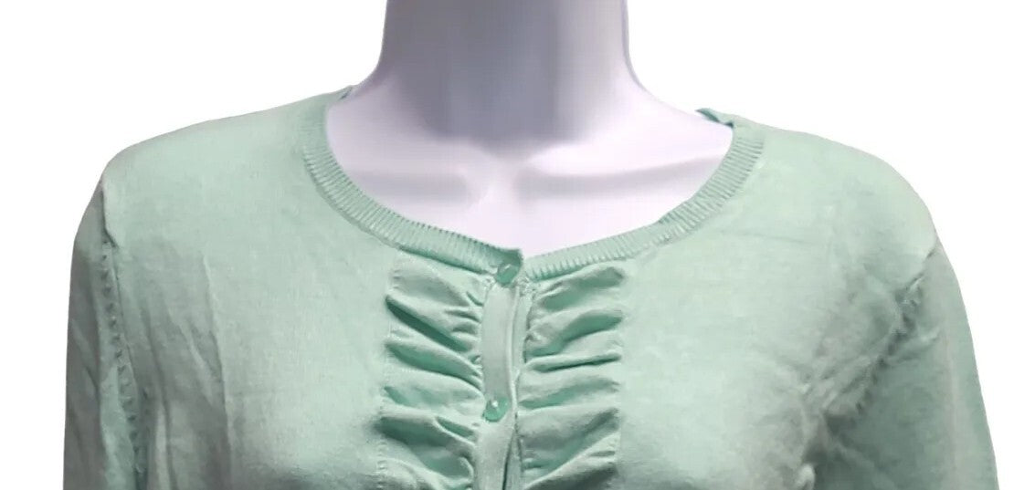 ROZ & ALI  Mint Green Button up Sweater  Top size L